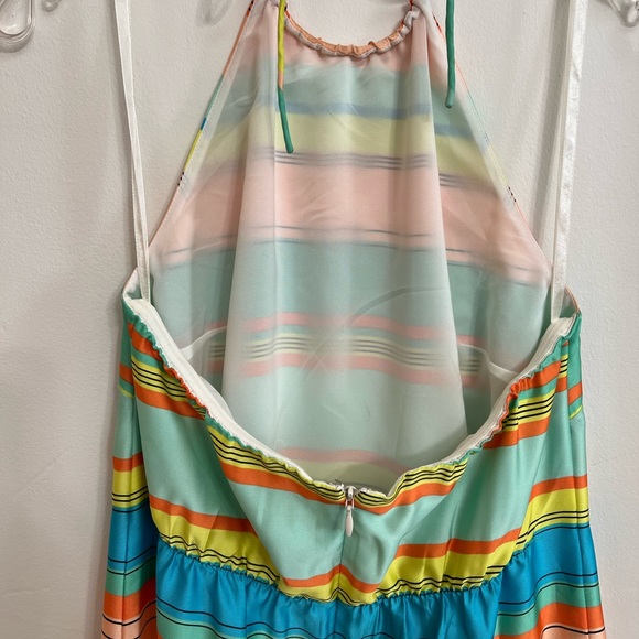 Ann Taylor Halter Maxi Dress Striped Multicolor Tie Back Womens Size 0 - Picture 8 of 16